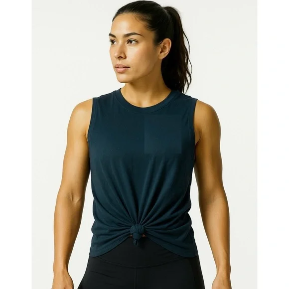 lululemon athletica Black Tie Front Muscle Tee, activewear, active, gym, 6 - Picture 1 of 6
